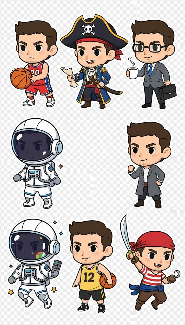 Multi-Style Character Pack (6 Stickers)